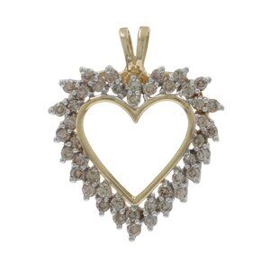 Yellow Gold Diamond Heart Pendant - 14k Round Brilliant 1.00ctw Love Wreath